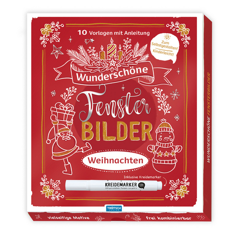 Tr&ouml;tsch Wundersch&ouml;ne Fensterbilder mit Kreidemarker Mappe mit Vorlagen und Kreidemarker Weihnachten - 