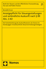 Anzeigepflicht f&uuml;r Steuergestaltungen und verbindliche Auskunft nach &sect; 89 Abs. 2 AO - Benedikt Kruse