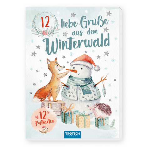 Tr&ouml;tsch Postkartenblock 12 liebe Gr&uuml;&szlig;e aus dem Winterwald - 
