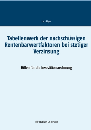 Tabellenwerk der nachschüssigen Rentenbarwertfaktoren bei stetiger Verzinsung