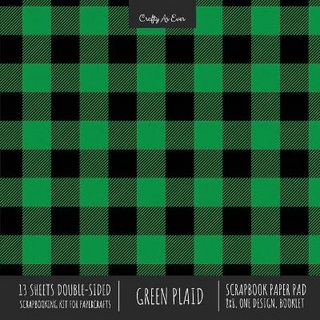 Green Plaid Scrapbook Paper Pad 8x8 Decorative Scrapbooking Kit for Cardmaking Gifts, DIY Crafts, Printmaking, Papercrafts, Check Pattern Designer Paper