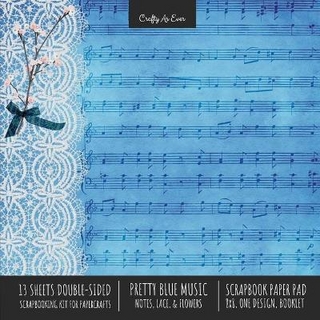 Pretty Blue Music Scrapbook Paper Pad 8x8 Decorative Scrapbooking Kit for Cardmaking Gifts, DIY Crafts, Printmaking, Papercrafts, Notes Lace Flowers Designer Paper