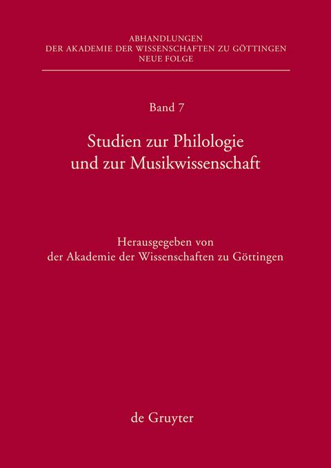 Studien zur Philologie und zur Musikwissenschaft - 