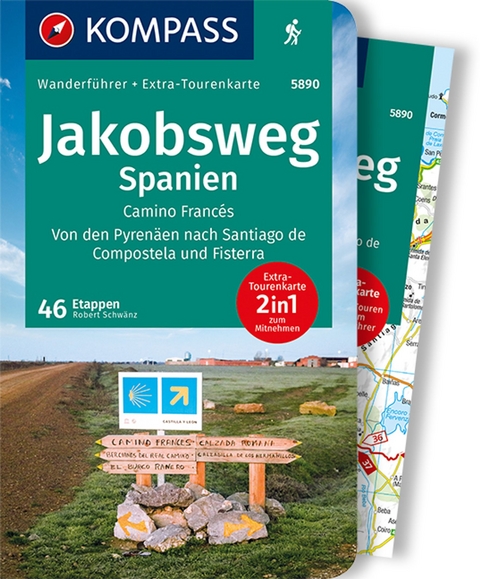 KOMPASS Wanderf&uuml;hrer Jakobsweg Spanien, 60 Touren - Robert Schw&auml;nz