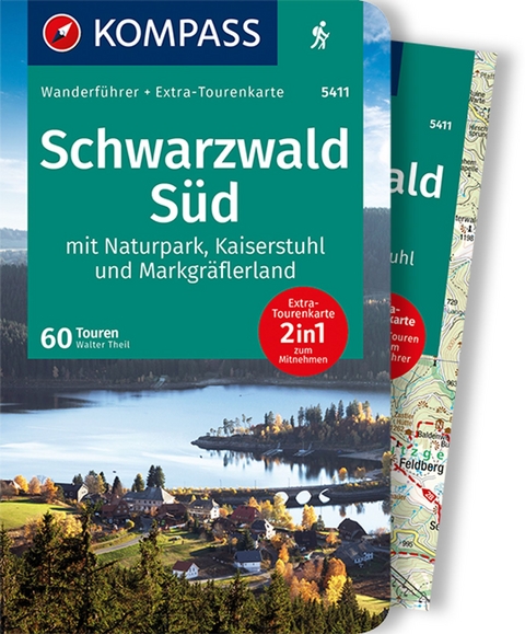 KOMPASS Wanderf&uuml;hrer Schwarzwald S&uuml;d mit Naturpark, Kaiserstuhl und Markgr&auml;flerland, 60 Touren mit Extra-Tourenkarte - Walter Theil