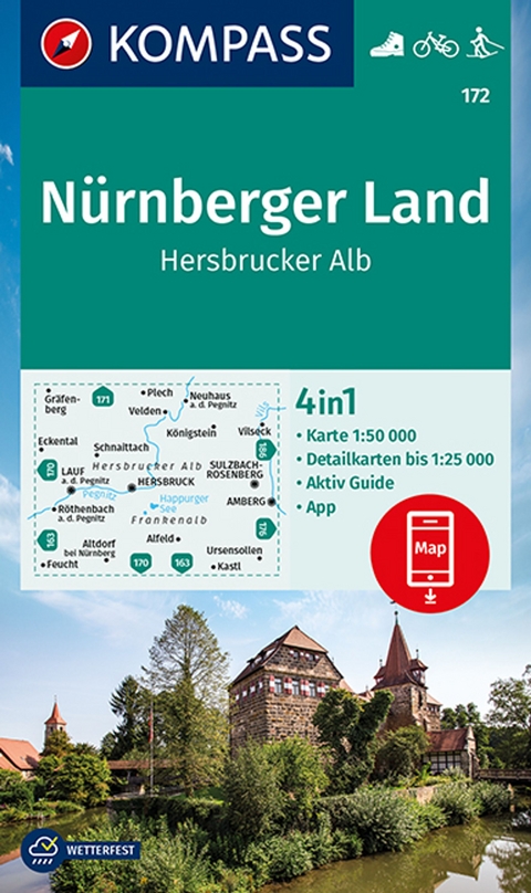 KOMPASS Wanderkarte 172 N&uuml;rnberger Land, Hersbrucker Alb 1:50.000
