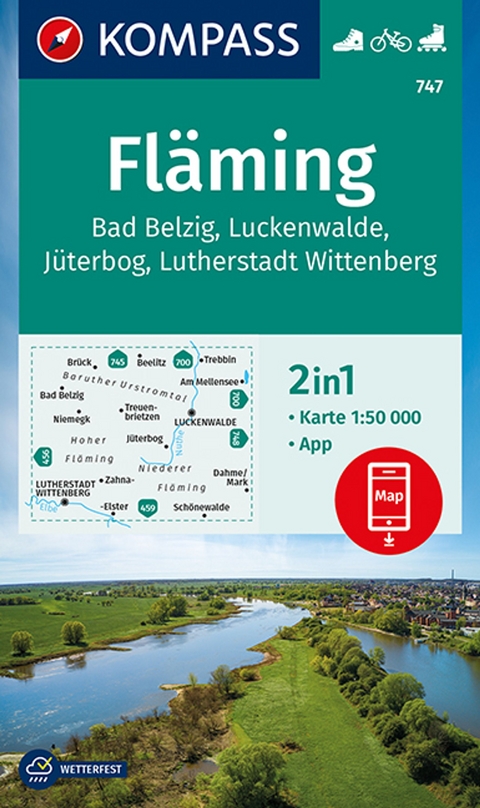 KOMPASS Wanderkarte 747 Fl&auml;ming, Bad Belzig, Luckenwalde, J&uuml;terbog, Lutherstadt Wittenberg 1:50.000