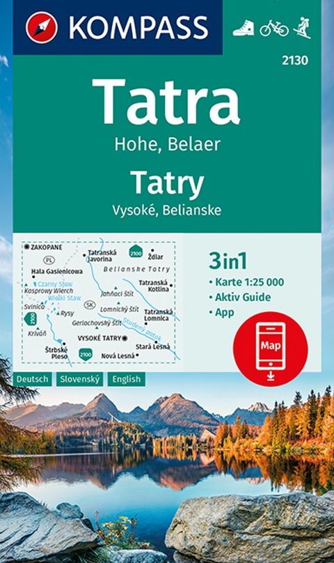 KOMPASS Wanderkarte 2130 Tatra Hohe, Belaer, Tatry, Vysok&eacute;, Belianske 1:25.000