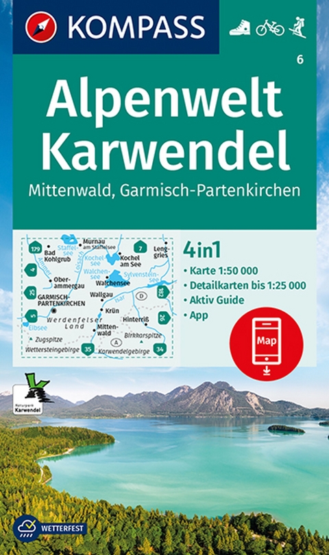 KOMPASS Wanderkarte 6 Alpenwelt Karwendel Mittenwald, Garmisch-Partenkirchen 1:50.000