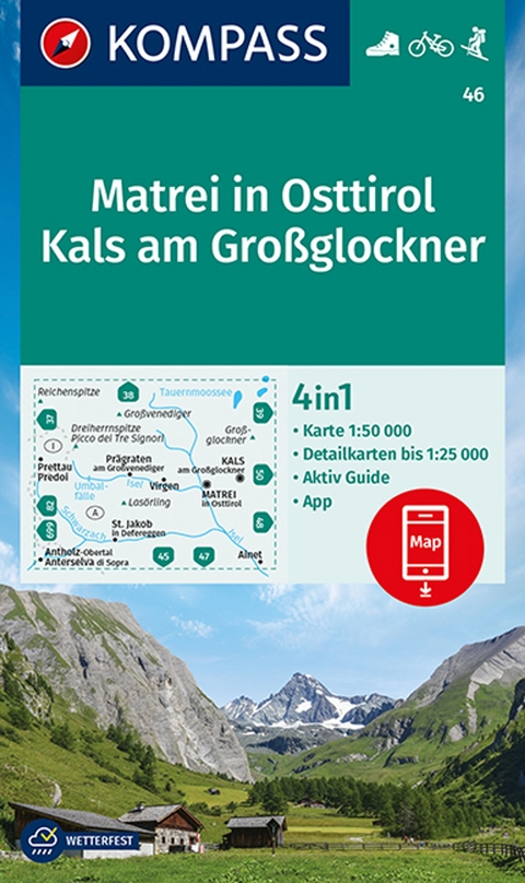 KOMPASS Wanderkarte 46 Matrei in Osttirol, Kals am Gro&szlig;glockner 1:50.000