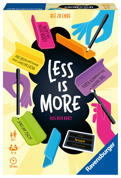 Ravensburger Less is More &ndash; 26966 &ndash; Das kommunikative Partyspiel, f&uuml;r 3 bis 6 Spieler ab 10 Jahren, lustiger Spieleabend, Ratespiel, Gesellschaftsspiel, Familienspiel