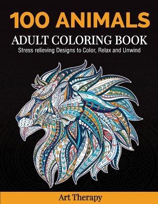 100 Animals Adult Coloring Book - Art Therapy