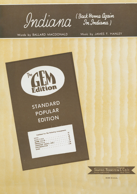 Indiana (Back Home Again In Indiana) - James F. Hanley, Ballard Macdonald