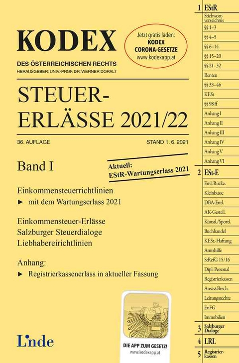 KODEX Steuer-Erl&auml;sse 2021/22, Band I - Elisabeth Titz-Fr&uuml;hmann