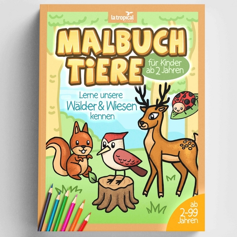 Malbuch Tiere f&uuml;r Kinder ab 2 Jahren - 