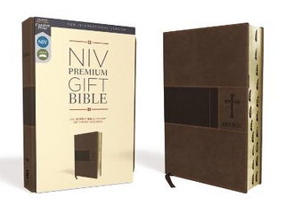 NIV, Premium Gift Bible, Leathersoft, Brown, Red Letter, Thumb Indexed, Comfort Print
