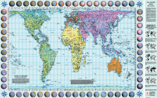 Weltkarte Petersprojektion, französisch (130x82 cm)