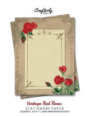 Vintage Red Roses Stationery Paper -  Crafterly Paperie