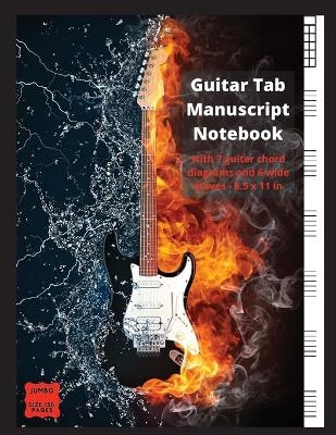 Guitar Tab Manuscript Notebook with 7 Guitar Chord Diagrams and 6 wide staves