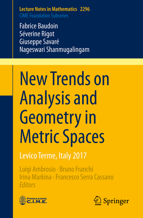 New Trends on Analysis and Geometry in Metric Spaces - Fabrice Baudoin, Séverine Rigot, Giuseppe Savaré, Nageswari Shanmugalingam