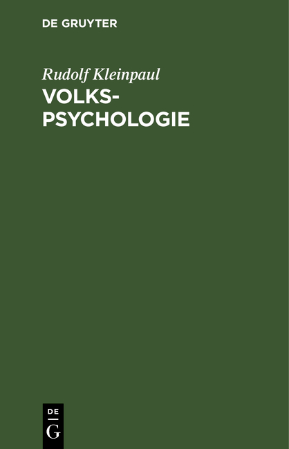 Volkspsychologie - Rudolf Kleinpaul