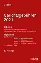 Gerichtsgeb&uuml;hren 2021 Tabellen und Richtlinien - Dietmar Dokalik