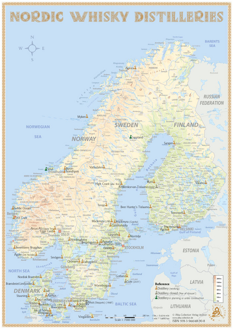 Nordic Whisky Distilleries - Tasting Map - R&uuml;diger J&ouml;rg Hirst