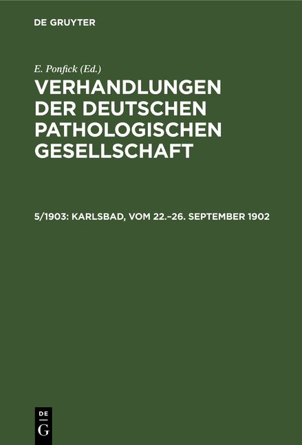 Verhandlungen der Deutschen Pathologischen Gesellschaft - 