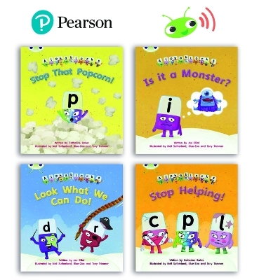 Learn to Read at Home with Bug Club Phonics Alphablocks: Phase 3/4 - Reception term 2 and 3 (4 fiction books) Pack B - Caroline Harris, Catherine Baker, Joe Elliot
