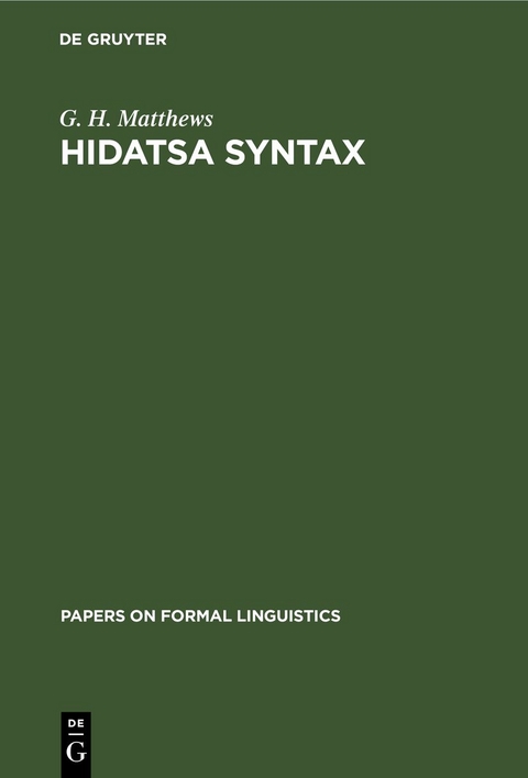 Hidatsa Syntax - G. H. Matthews