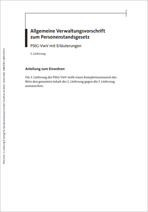 Allgemeine Verwaltungsvorschrift zum Personenstandsgesetz - 