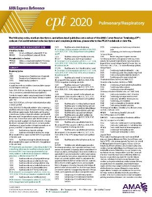 CPT 2020 Express Reference Coding Card: Pulmonary/Respiratory