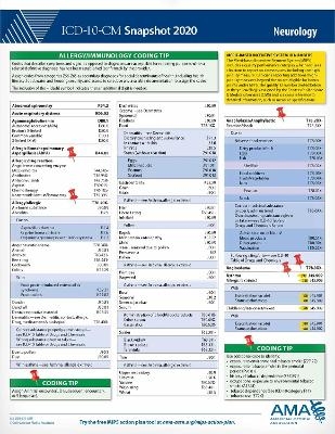 ICD-10-CM 2020 Snapshot Coding Card: Neurology