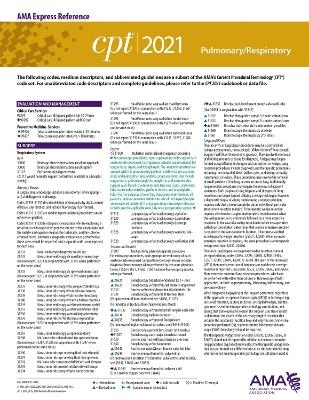 CPT 2021 Express Reference Coding Card: Pulmonary/Respiratory