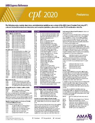 CPT 2020 Express Reference Coding Card: Pediatrics -  American Medical Association