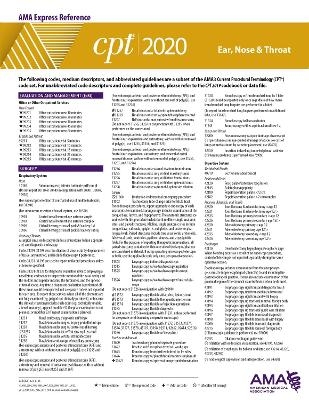 CPT 2020 Express Reference Coding Card: Ear, Nose & Throat
