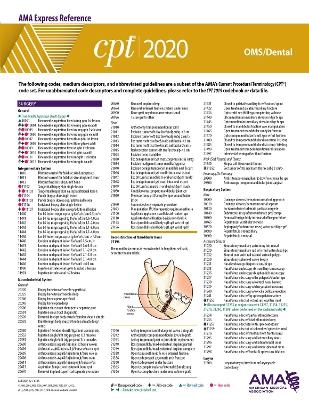 CPT 2020 Express Reference Coding Card: OMS/Dental