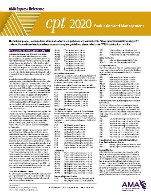 CPT 2020 Express Reference Coding Card: Evaluation and Management -  American Medical Association