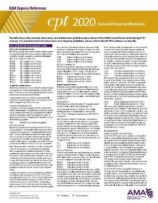 CPT 2020 Express Reference Coding Card: General/Internal Medicine