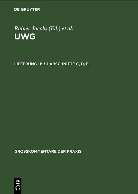 &sect; 1 Abschnitte C, D, E