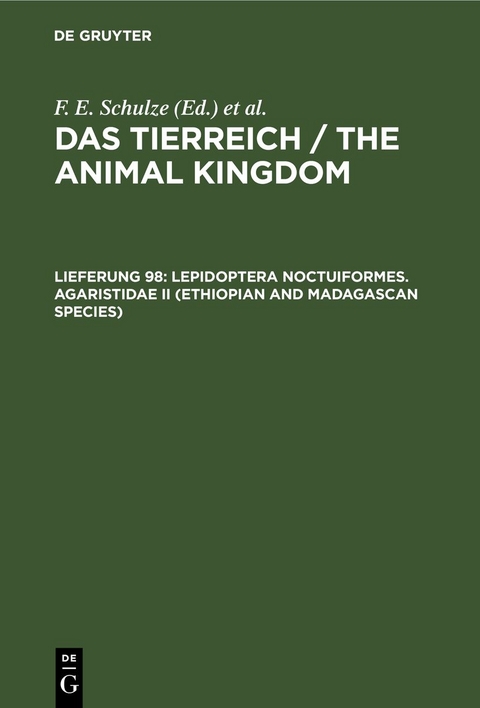 Das Tierreich / The Animal Kingdom / Lepidoptera Noctuiformes. Agaristidae II (Ethiopian and Madagascan species) - 