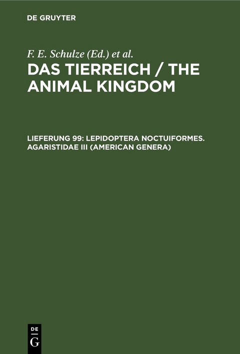 Das Tierreich / The Animal Kingdom / Lepidoptera Noctuiformes. Agaristidae III (American Genera) - 