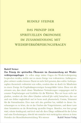 Das Prinzip der spirituellen &Ouml;konomie im Zusammenhang mit Wiederverk&ouml;rperungsfragen - Rudolf Steiner