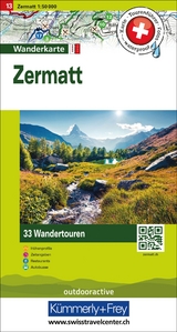 K&uuml;mmerly+Frey Wandertourenkarte 13 Zermatt 1:50.000